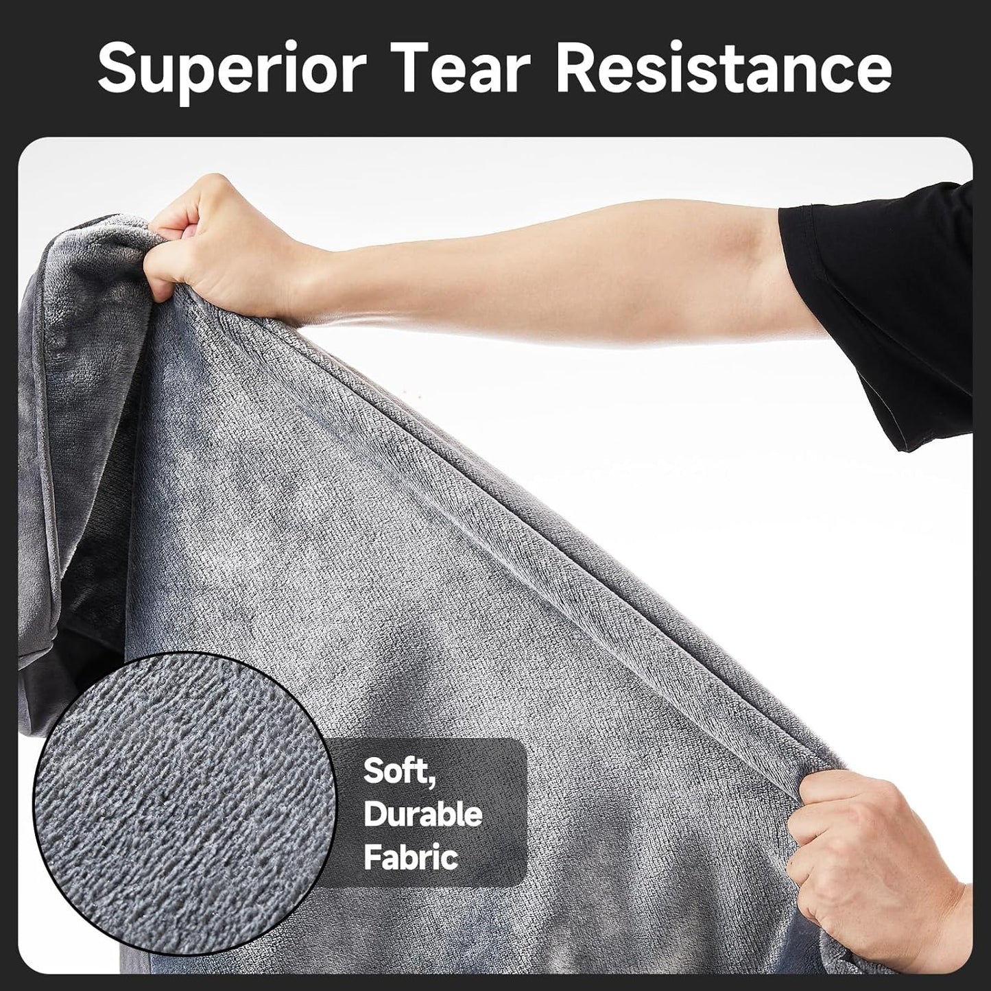 OhGeni Orthopedic Waterproof & Machine Washable Dog Bed for Large Pets, Suitable for Crates, 25D Egg Crate Foam, Non-Slip Bottom & Removable Cover, Flannel Fabric, 41 Inches(Gray)