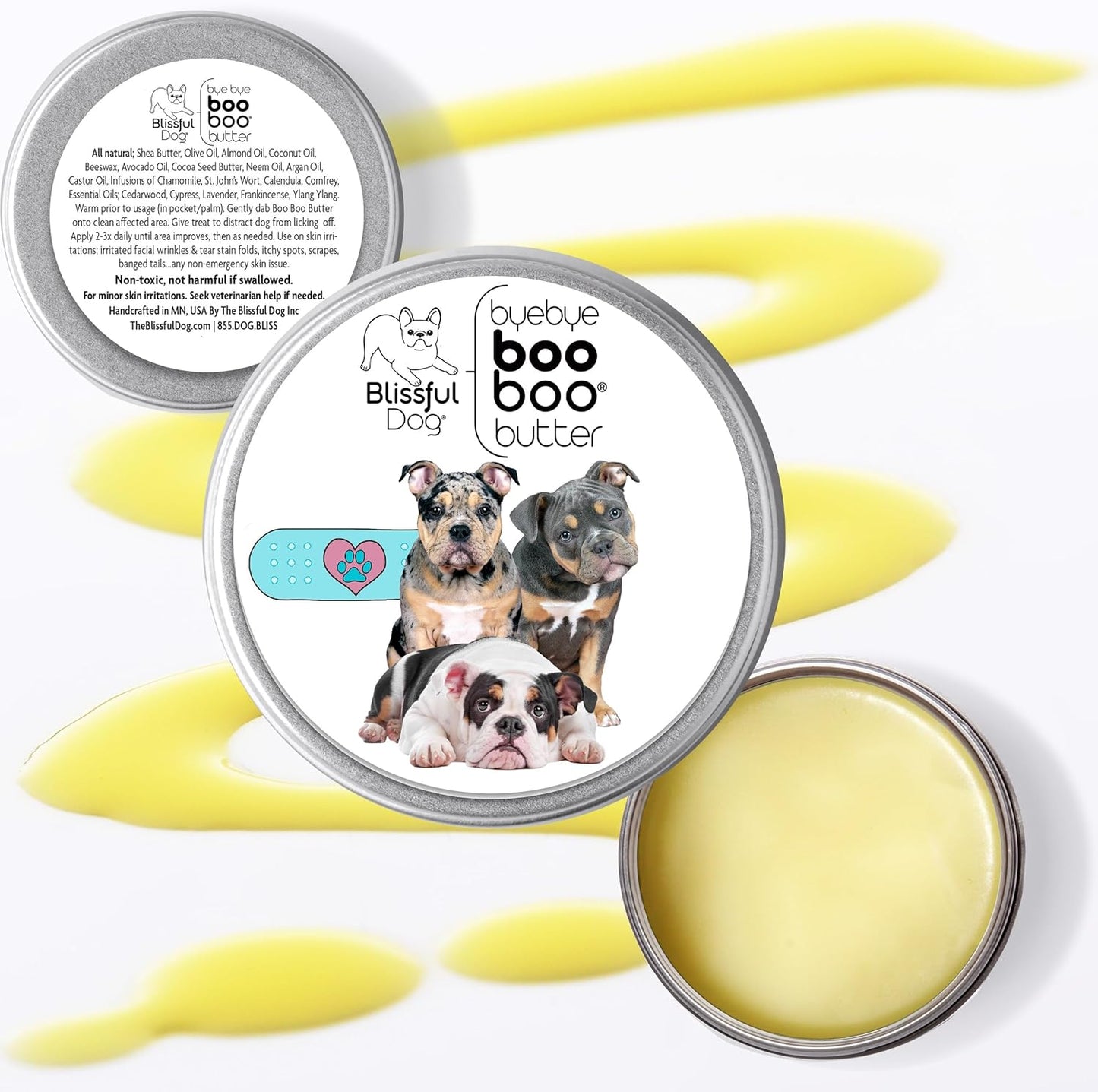 The Blissful Dog Olde English Bulldogge Boo Boo Butter Soothes Minor Skin Issues, 16 oz.