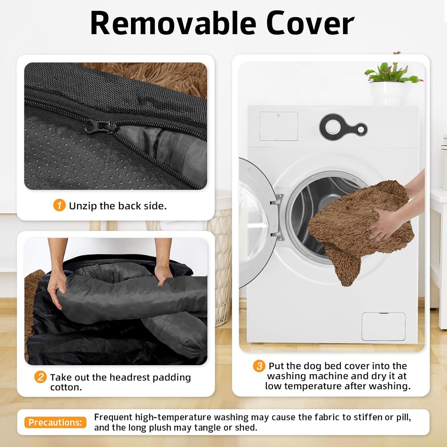 GGIB Calming Dog Bed Fluffy Plush Dog Mat for Furniture Protector with Removable Washable Cover for Large Medium Small Dogs and Cats (Medium, Brown)