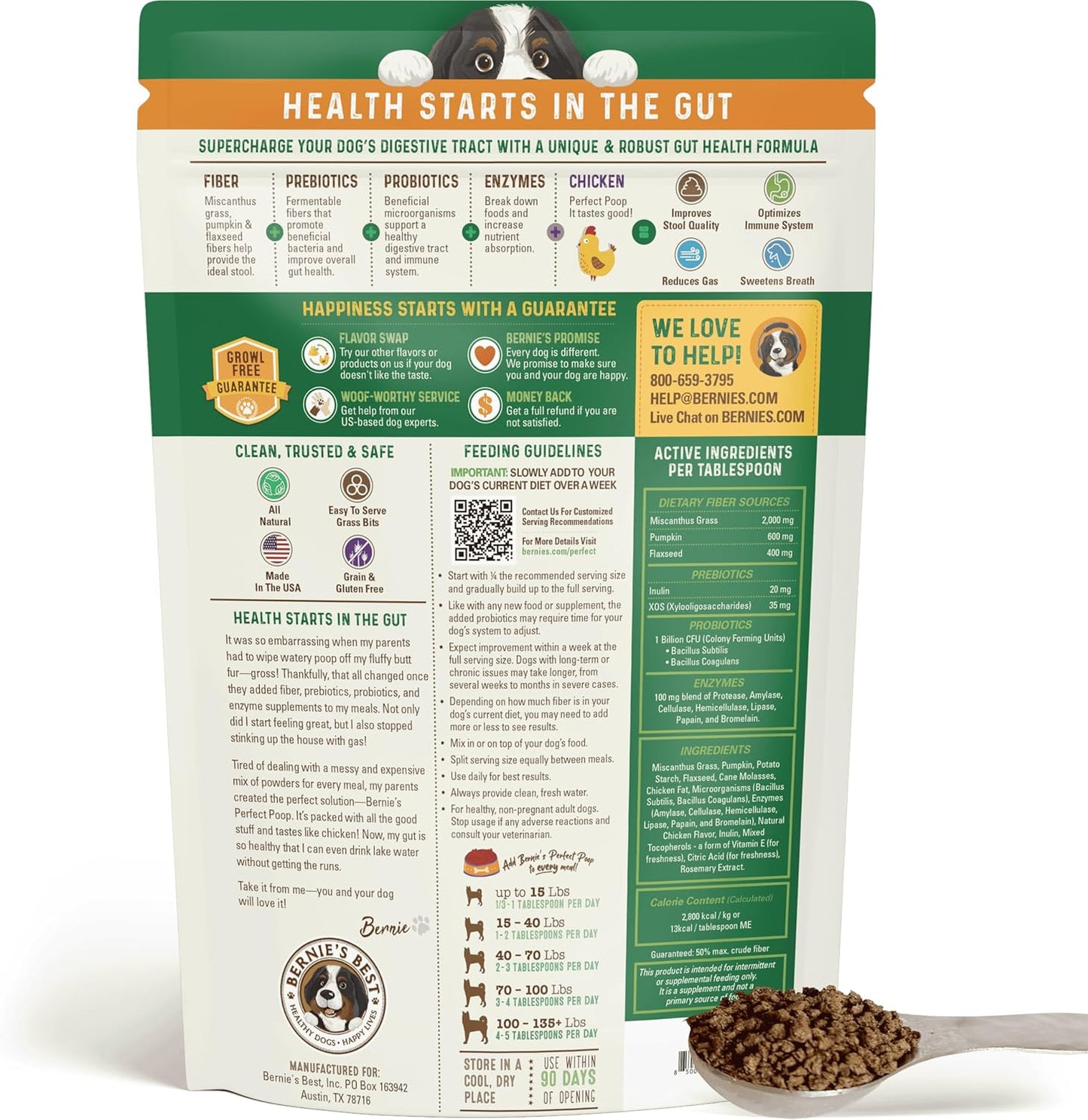 Perfect Poop Digestion & General Health Supplement for Dogs: Fiber, Prebiotics, Probiotics & Enzymes Relieves Digestive Conditions, Optimizes Stool, and Improves Health (Chicken, 4.2)