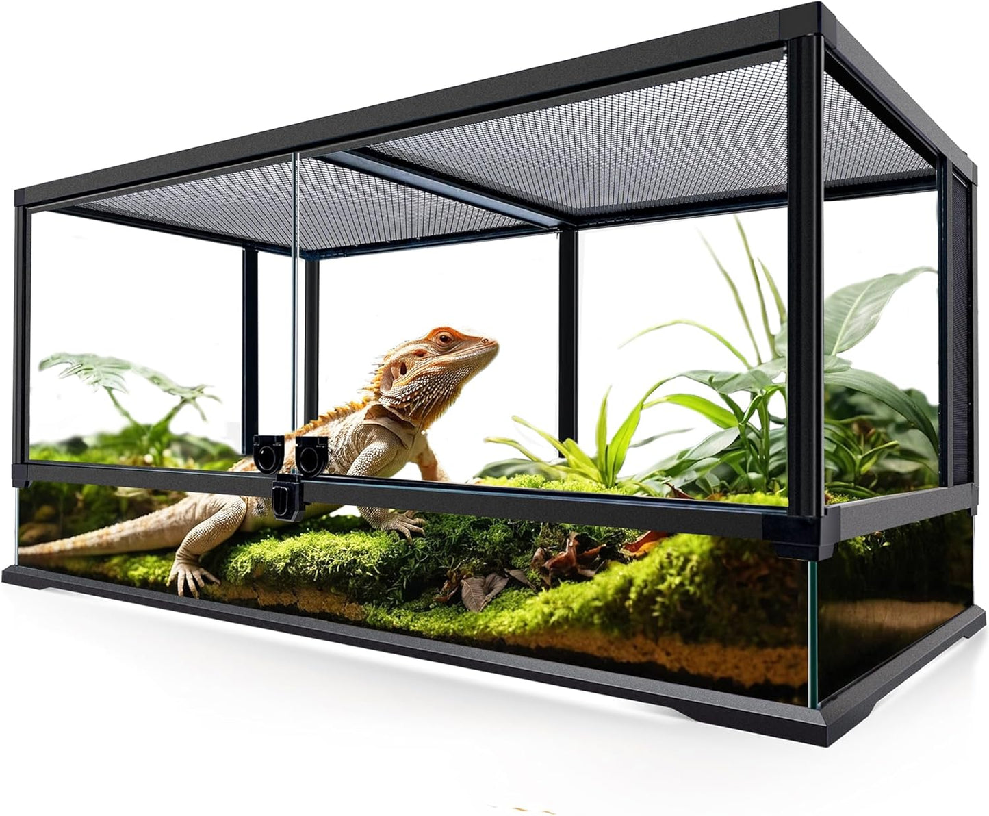 48 Gallon Professional Glass Terrarium 36"x18"x18" Durable Reptile Habitat Tank with Heat Resistant Aluminum Alloy Frame, Dual Front Swinging Doors for no Jam by Sand and Other Debris