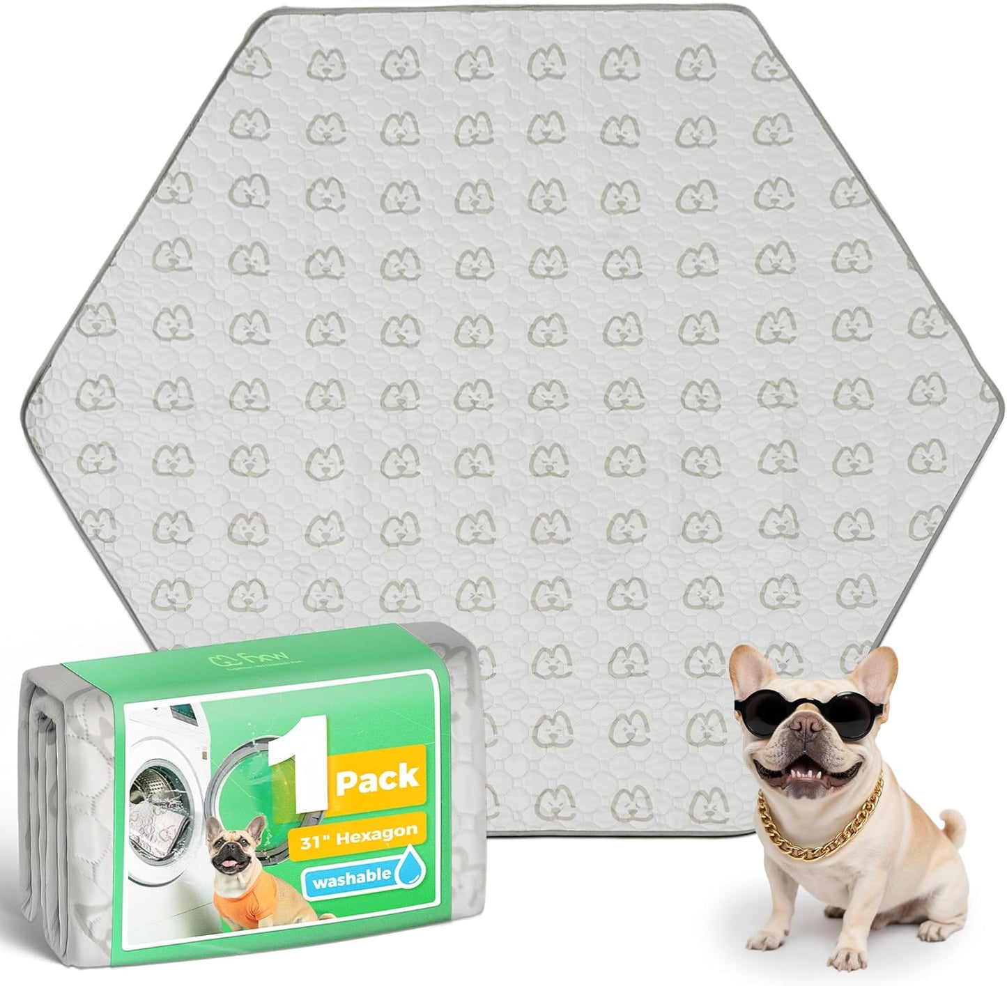 FXW Washable Pee Pads for Dogs, Puppy Pads with Super Absorbent, Specifically Designed for FXW Rollick/Homeplus 24inch 6 Panels Dog Playpen, 31" Hexagon, Khaki, 1 Pack