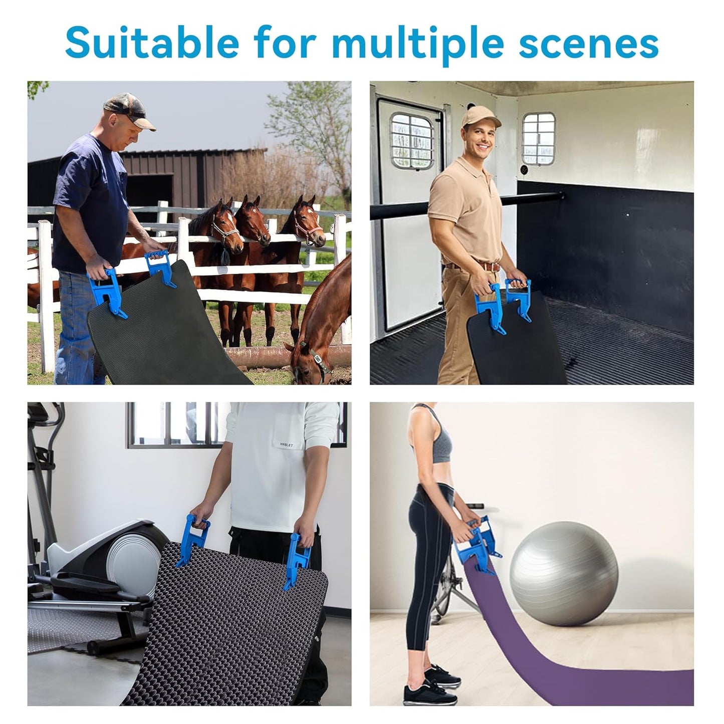 Pair of Mat Movers Tool - Mat Grippers - Heavy Duty Stall Mat Handlers for Horse Mat, Gym Mat, Trailer Mat & Rubber Mats -Ergonomic Mat Puller Perfect for Barn & Home, Durable and Save Time