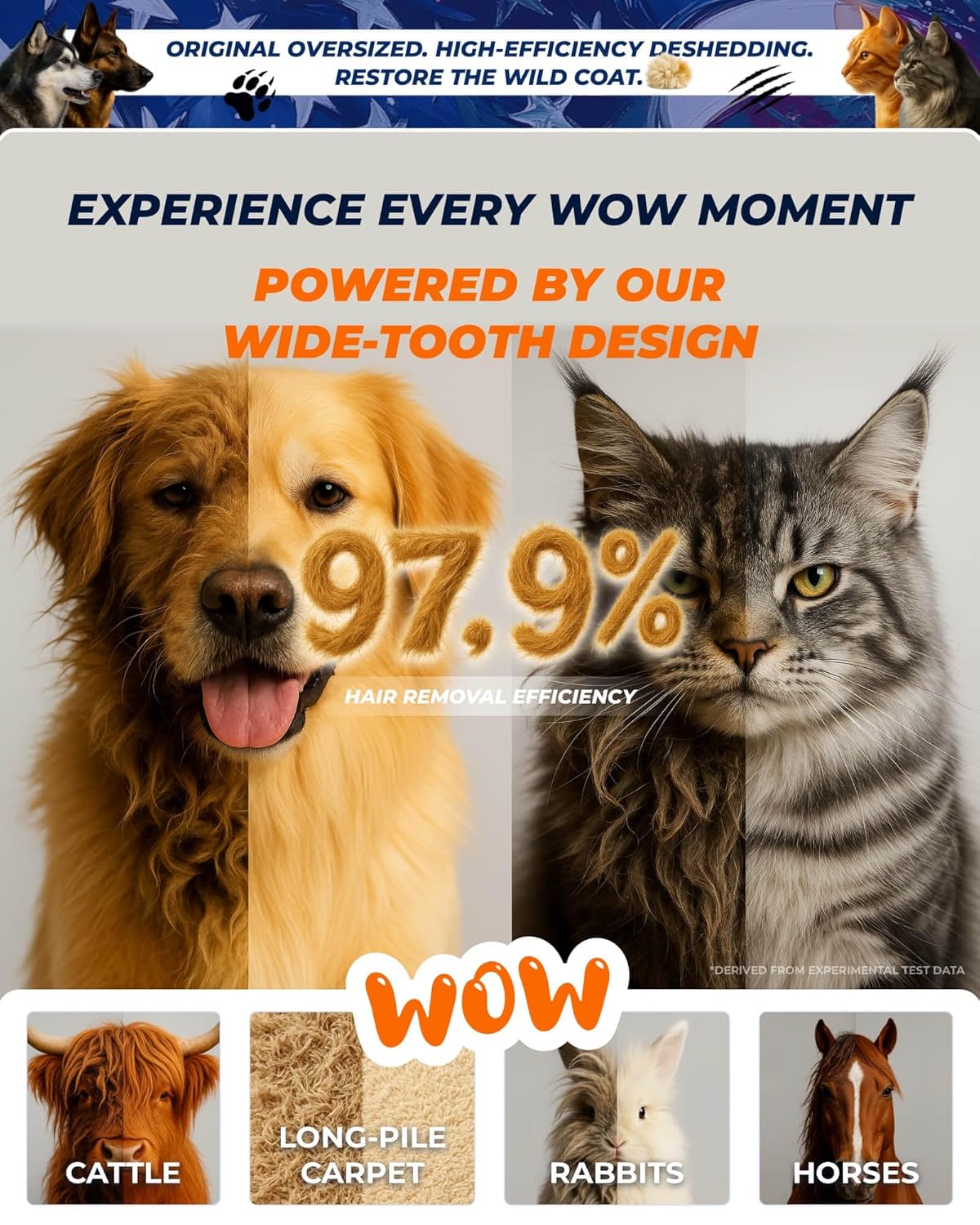 Oversized 2-Sided Dog Brush For Shedding Undercoat Rake for Dogs & Cats & Horses, Remove Mats,Dematting Comb, Grooming Brush for German Shepherds Medium to Long-Haired Pets(African Padauk Handle)