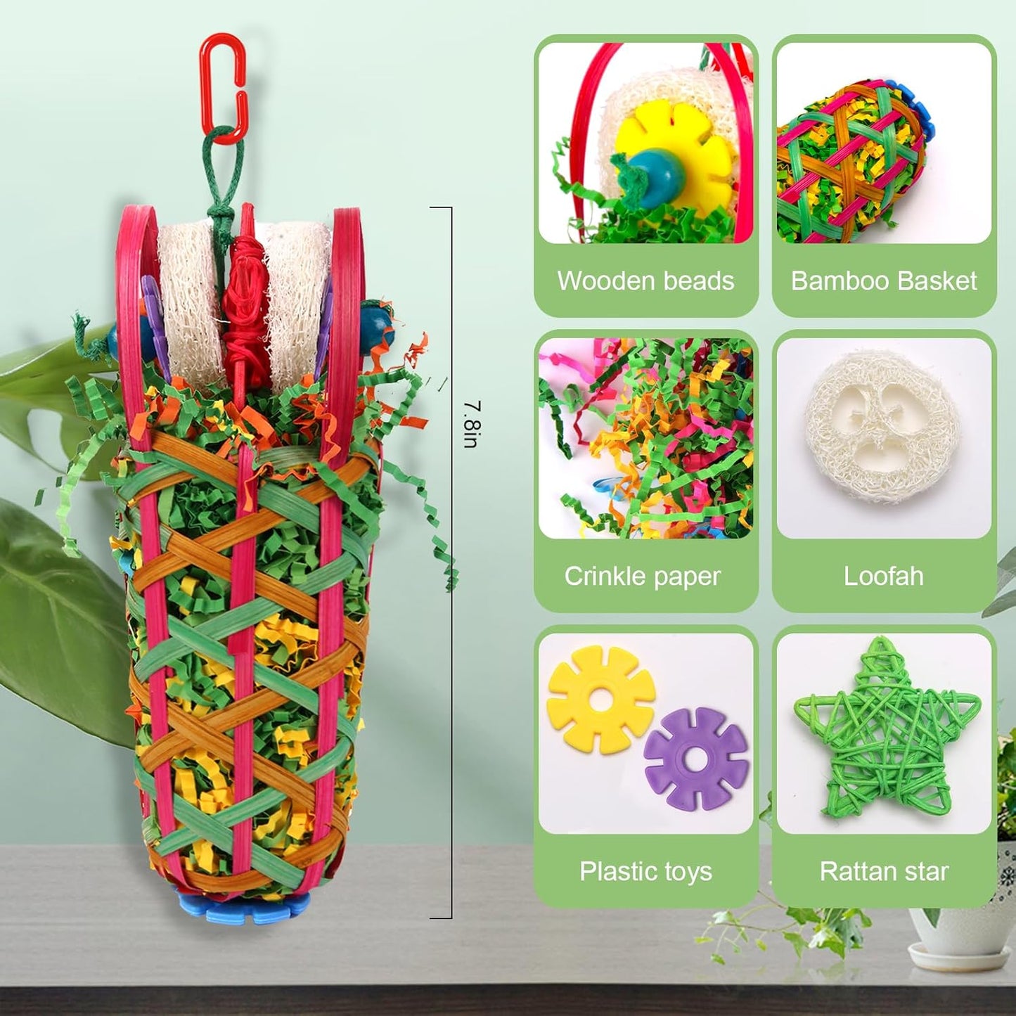 Kyouki Parakeets Toys, 2 PCS Bird Chewing Toys – Perfect for Cockatoos, Conures, Love Birds, Small & Medium Parrots, Fun Foraging & Tearing Bird Cage Accessories