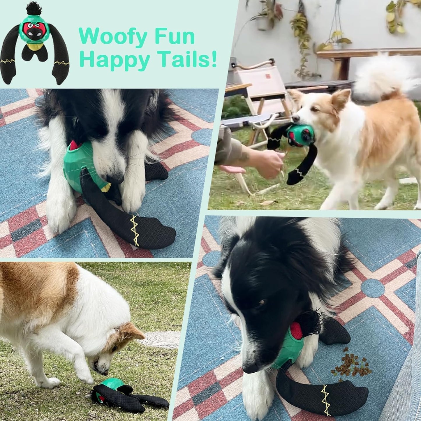 Tough Dog Toys – Crinkle Dog Chew Toys to Keep Them Busy, Interactive Treat Dispensing Puppy Puzzle Toys for Boredom Relief, Less Stuffed Pet Toys for Small, Medium and Large Dogs (Green)