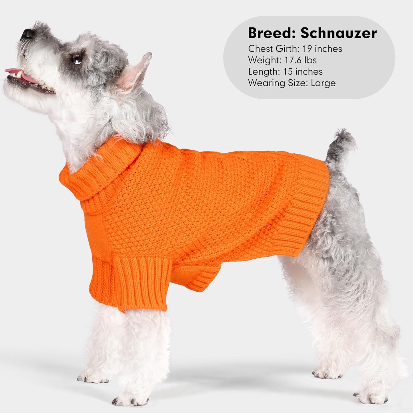 cyeollo Dog Sweater Pullover Turtleneck for Dogs, Classic Knitwear Fall Winter Cold Weather Dog Clothes Warm Pet Apparel Small Medium Large Pet Sweaters, Orange L