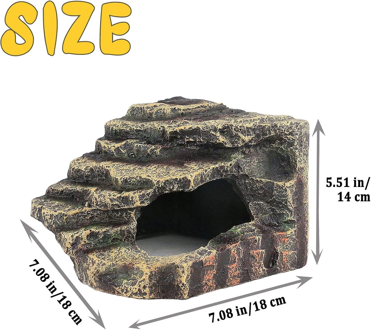 kathson Turtles Basking Platform Reptile Hiding Cave Hideouts for Aquatic Turtles, Frog, Newts and Salamanders