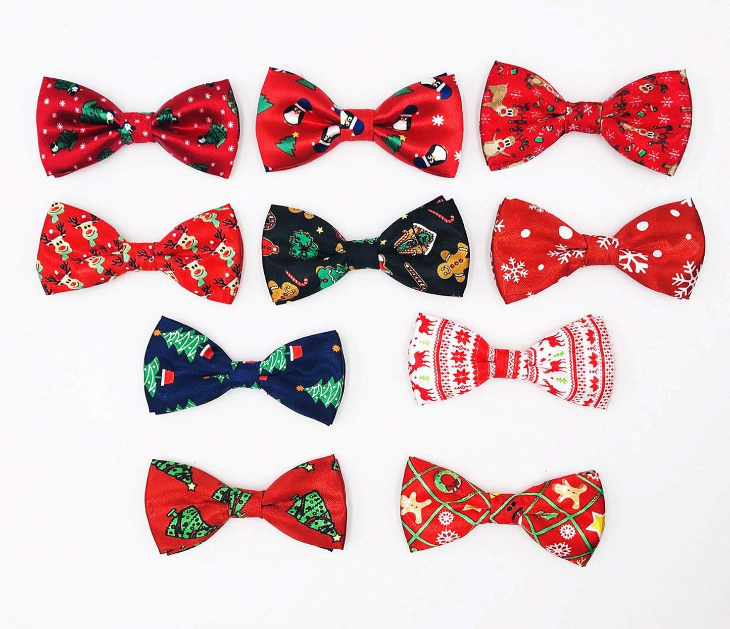 PET SHOW 10pcs/Pack 3.5 * 1.7" Christmas Small Dogs Collar Attachment Bow Ties Xmas Parties Puppies Cats Collar Charms Accessories Slides Bowties Assorted