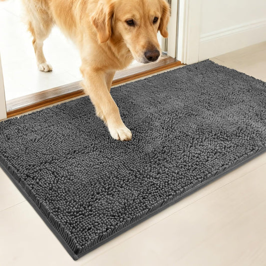 Dog Door Mat Indoor Entrance, 60" x 36" Absorbent & Quick-Drying Mud Rugs, Non-Slip Door Rugs for Entryway Indoor Washable, Soft Chenille Dog Mat for Muddy Paws