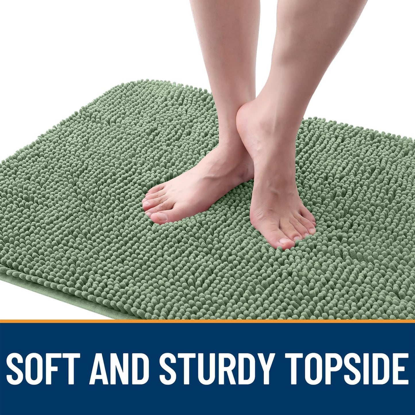 OLANLY Dog Door Mat for Muddy Paws 54x24, Absorbs Moisture and Dirt, Absorbent Non-Slip Washable Doormat, Quick Dry Chenille Mud Mat, Entry Indoor Entryway Carpet for Inside Floor, Olive Green