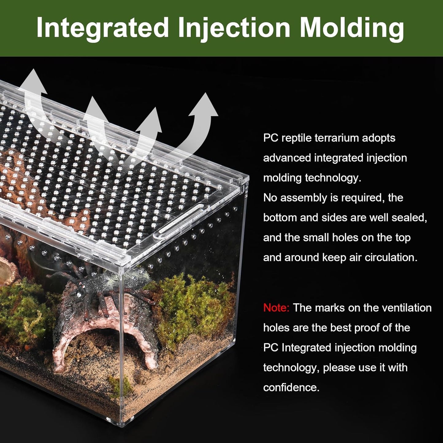 Reptile PC Terrarium 10.2" x 5.9" x 5.7" Full View Reptile Aquarium Tank Starter Kit for Insect Plant Gecko Spider Habitat Amphibians Enclosure with Hide Cave Feeding Bowl