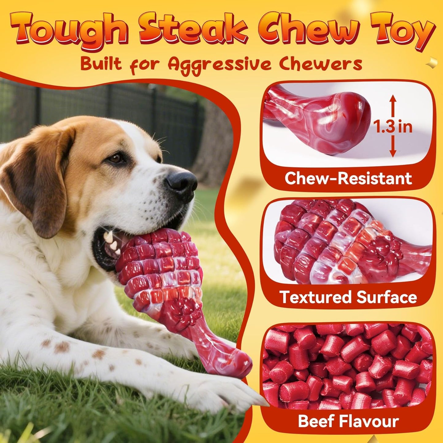 KIPRITII 12-Pack Large Dog Chew Toys for Aggressive Chewers - Includes Indestructible Chew Bone, Interactive Tug Toys, Squeaky Toys, Great for Medium & Large Breeds Dog