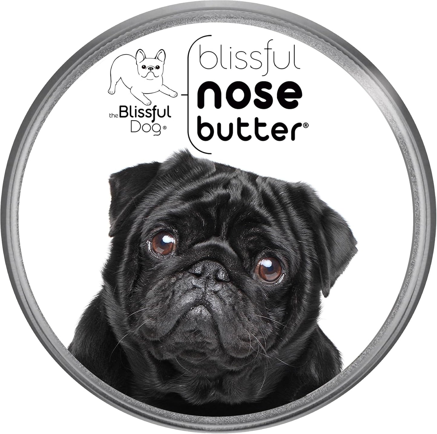 The Blissful Dog Black Pug Nose Butter for Dry, Cracked Skin, Lick-Safe Dog Nose Balm with Moisturizing Shea Butter, Almond, Olive, and Essential Oils, Pet Supplies, Uncented, 8 oz.