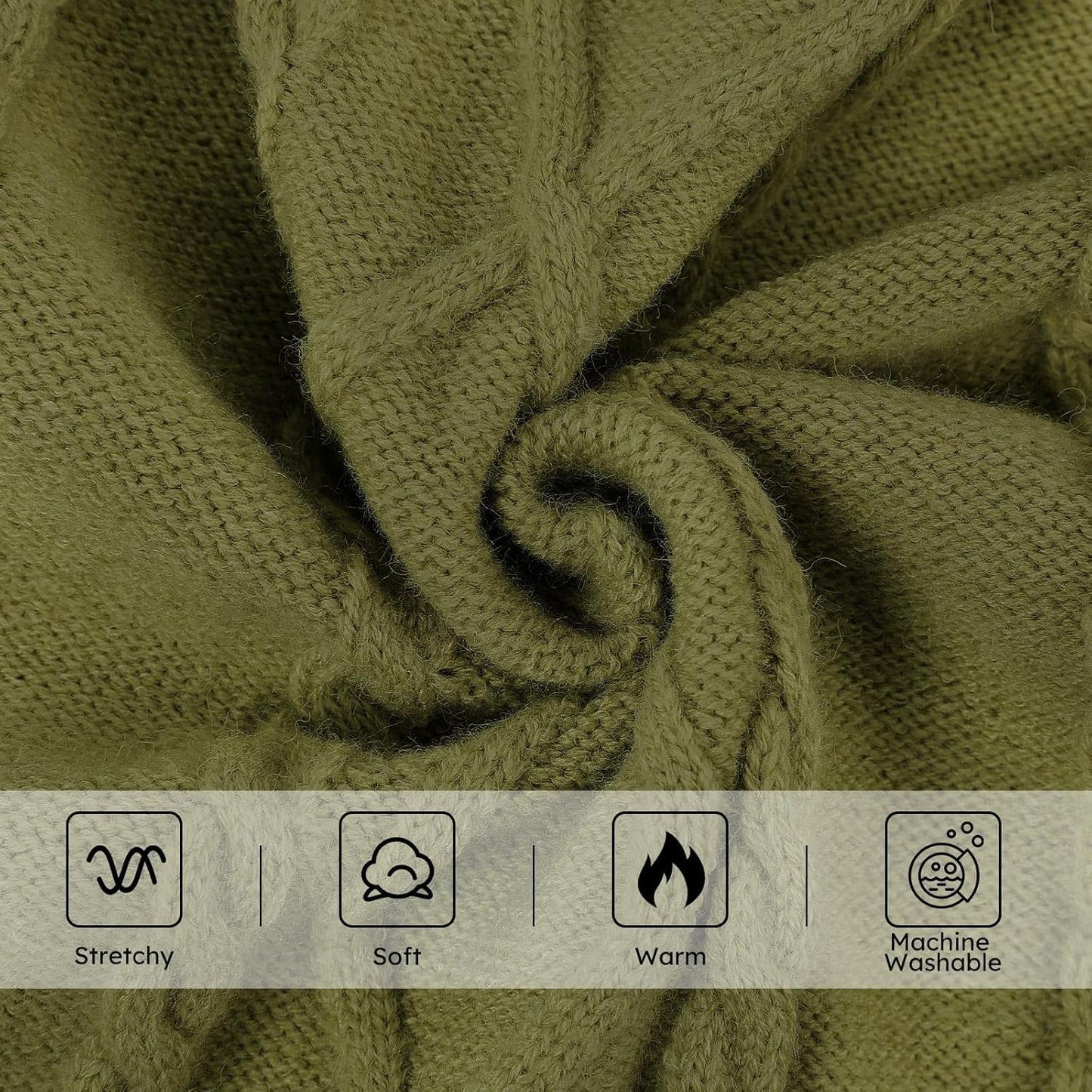 Queenmore Small Dog Pullover Sweater, Cold Weather Cable Knitwear, Classic Turtleneck Thick Warm Clothes for Chihuahua, Bulldog, Dachshund, Pugl,OliveGreen,S