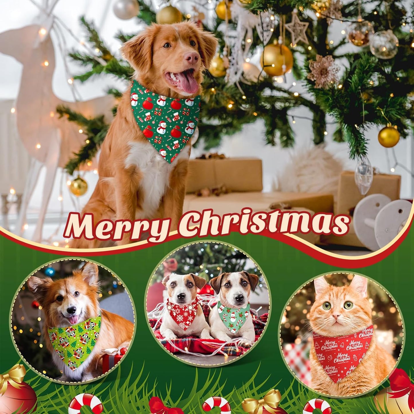 200 Pcs Christmas Dog Bandanas Bulk Xmas Bandanas for Dogs Red and Green Triangle Kerchief Bibs Scarf Set for Puppy Small Medium Large Pets Costume Photo Props Accessories Pet Shops, 25 Styles