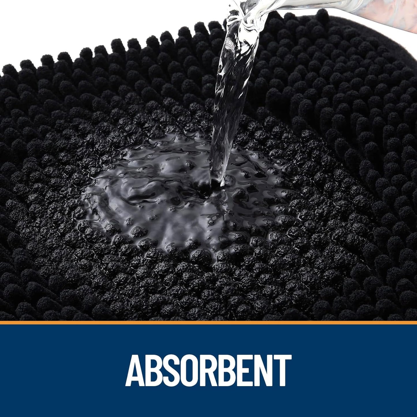 OLANLY Dog Door Mat for Muddy Paws 47x24, Absorbs Moisture and Dirt, Absorbent Non-Slip Washable Doormat, Quick Dry Chenille Mud Mat for Dogs, Entry Indoor Entryway Carpet for Inside Floor, Black