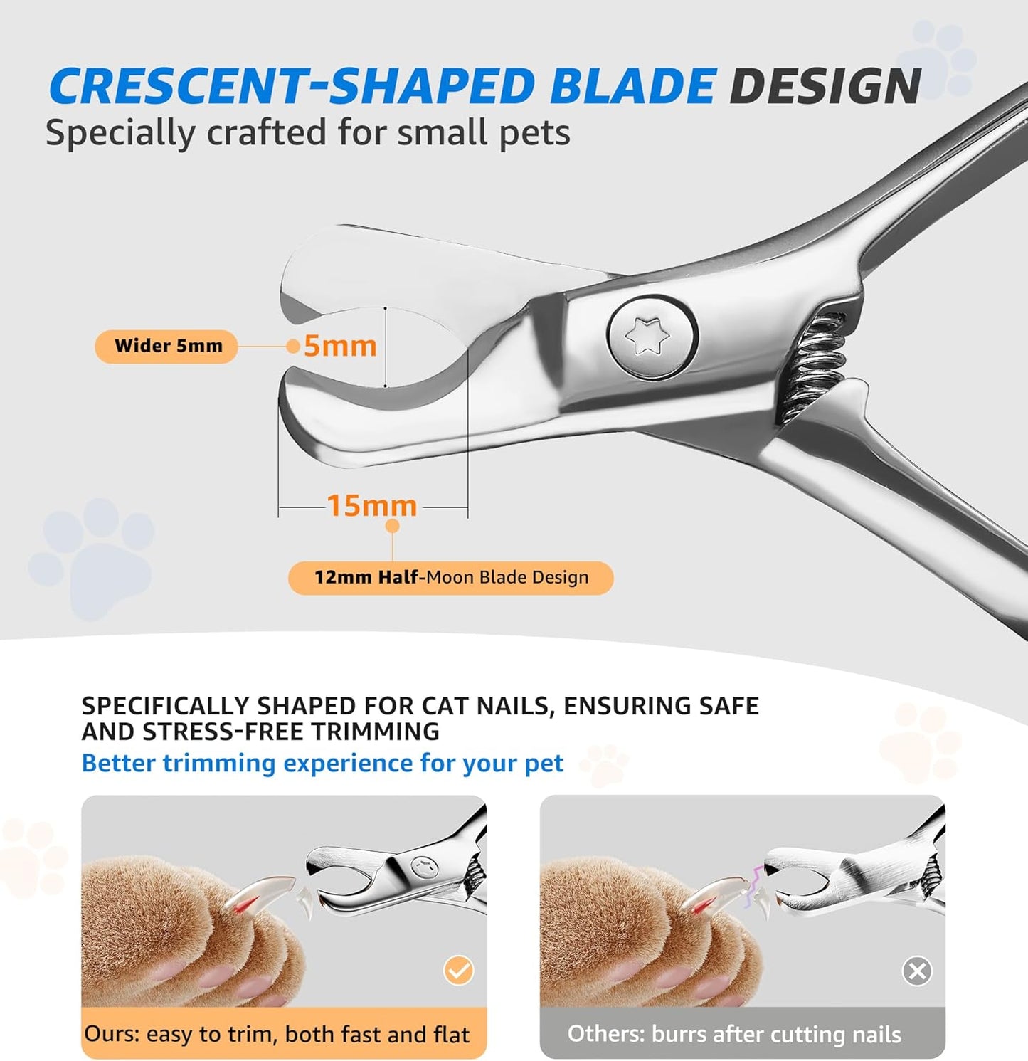 Pet Nail Clippers for Cats & Small Medium Dogs Puppies, Cat Nail Trimmer with All-Steel Material, Extra-Sharp Durable Blades, Ergonomic Handle, Professional Grooming Tool with Free Nail File