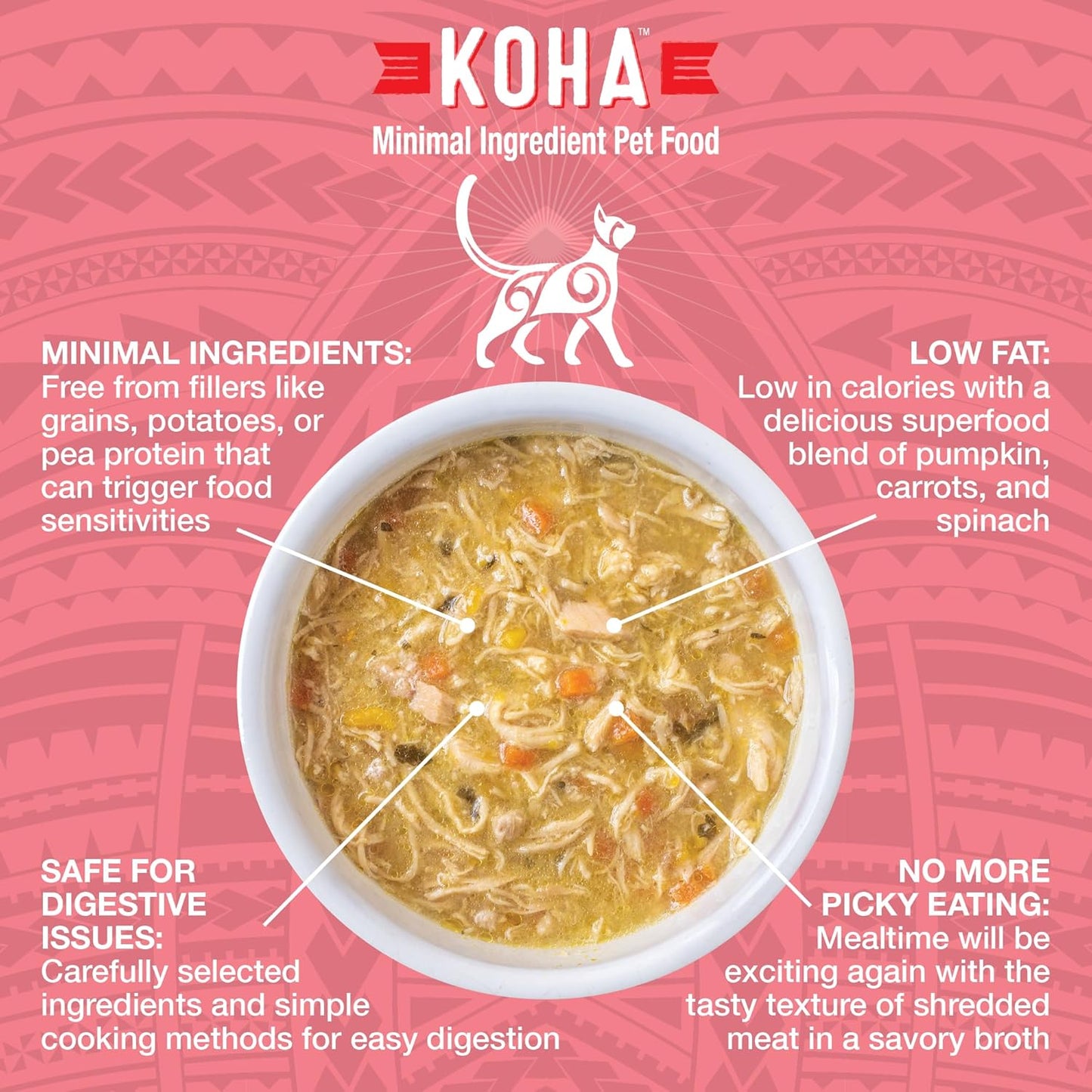 KOHA Pure Shreds Chicken and Salmon Entrée for Cats, High Protein Wet Cat Food, 5.5oz Cans (Pack of 12)