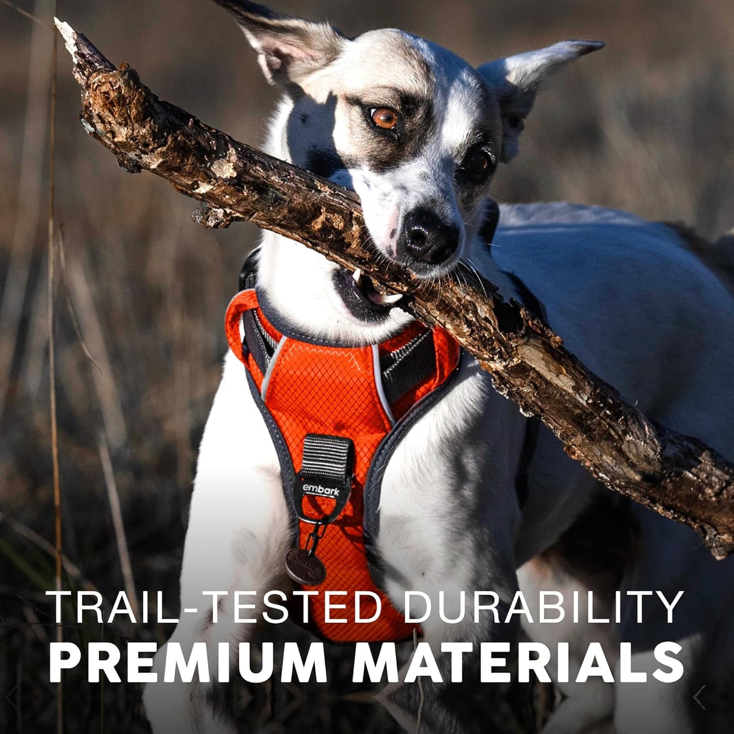 Embark Adventure Dog Harness, Reflective Trim No Pull Dog Harness for Large Dogs - Military Grade Nylon, Front Clip with Gel Lined Handle.