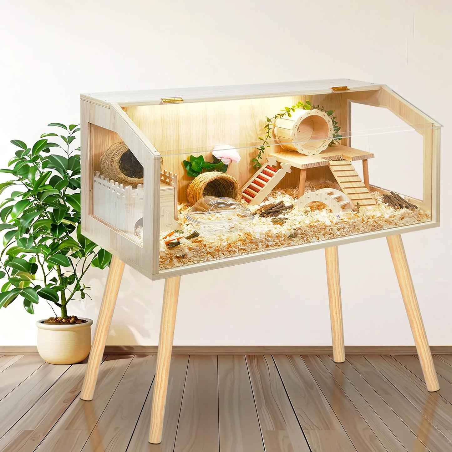 Prolee Hamster Cage with Legs, Guinea Pig Cages Chew Proof, Hamster House, Hamster Cages and Habitats, 48" L x 20" W x 47.6" H