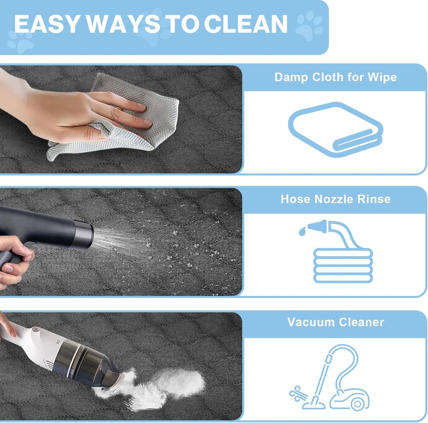 Dog Car Seat Cover for Back Seat, Waterproof Protector with Side Flaps, Scratchproof Hammock, Non-Slip Bottom for Cars/Trucks/SUVs (Black02)