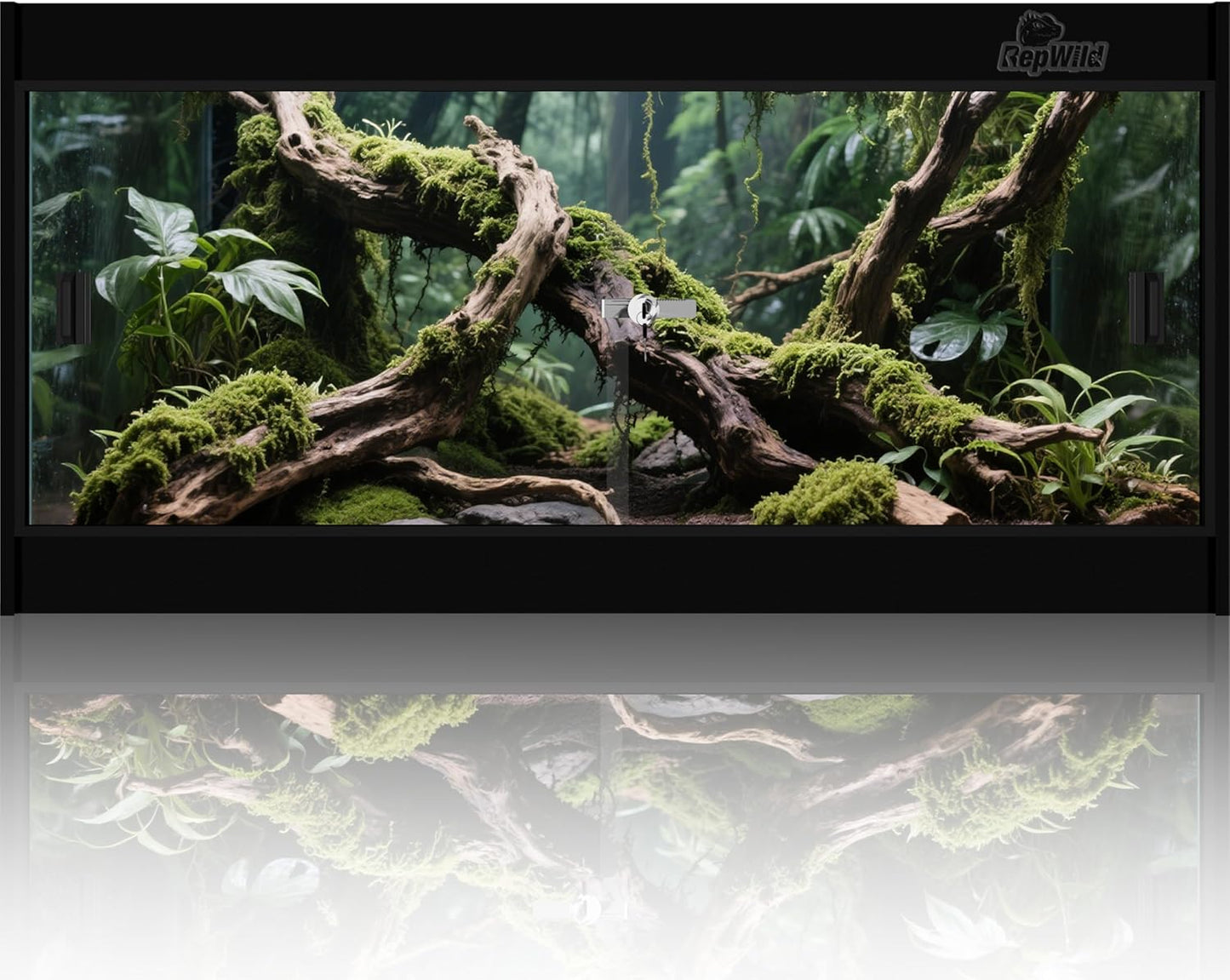 20 Gallon PVC Reptile Enclosure, RepWild 24"x18"x12" Terrarium/Tank with Heavy-Duty Screen Top, Glass Sliding Doors & Lock for Bearded Dragons, Ball Python, Geckos, Lizards