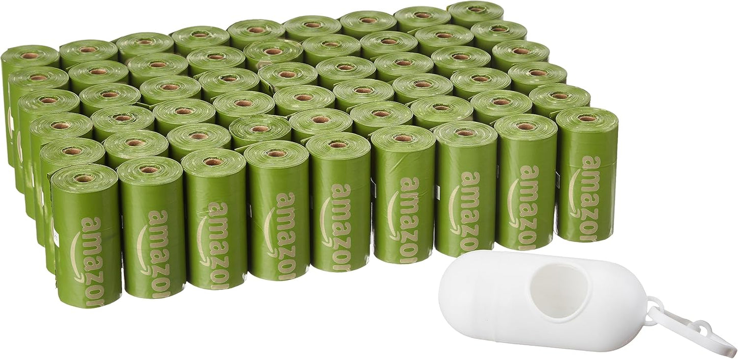 Amazon Basics Dog Poop Bags with Dispenser, 810 Count, Enhanced for Guaranteed Leakproof, Brazilian Mango Scented, Includes Leash Clip