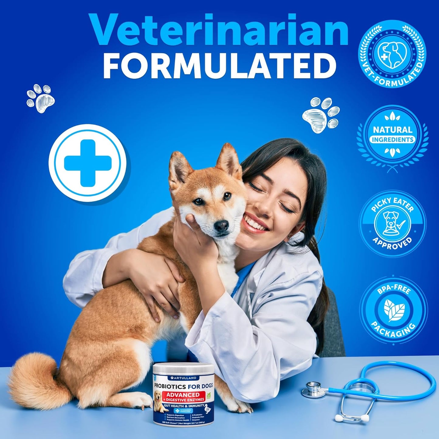 Probiotics for Dogs - Support Gut Health, Itchy Skin, Allergies, Immunity, Yeast Balance - Dog Probiotics and Digestive Enzymes with Prebiotics - Reduce Diarrhea, Gas - 180 Probiotic Chews for Dogs