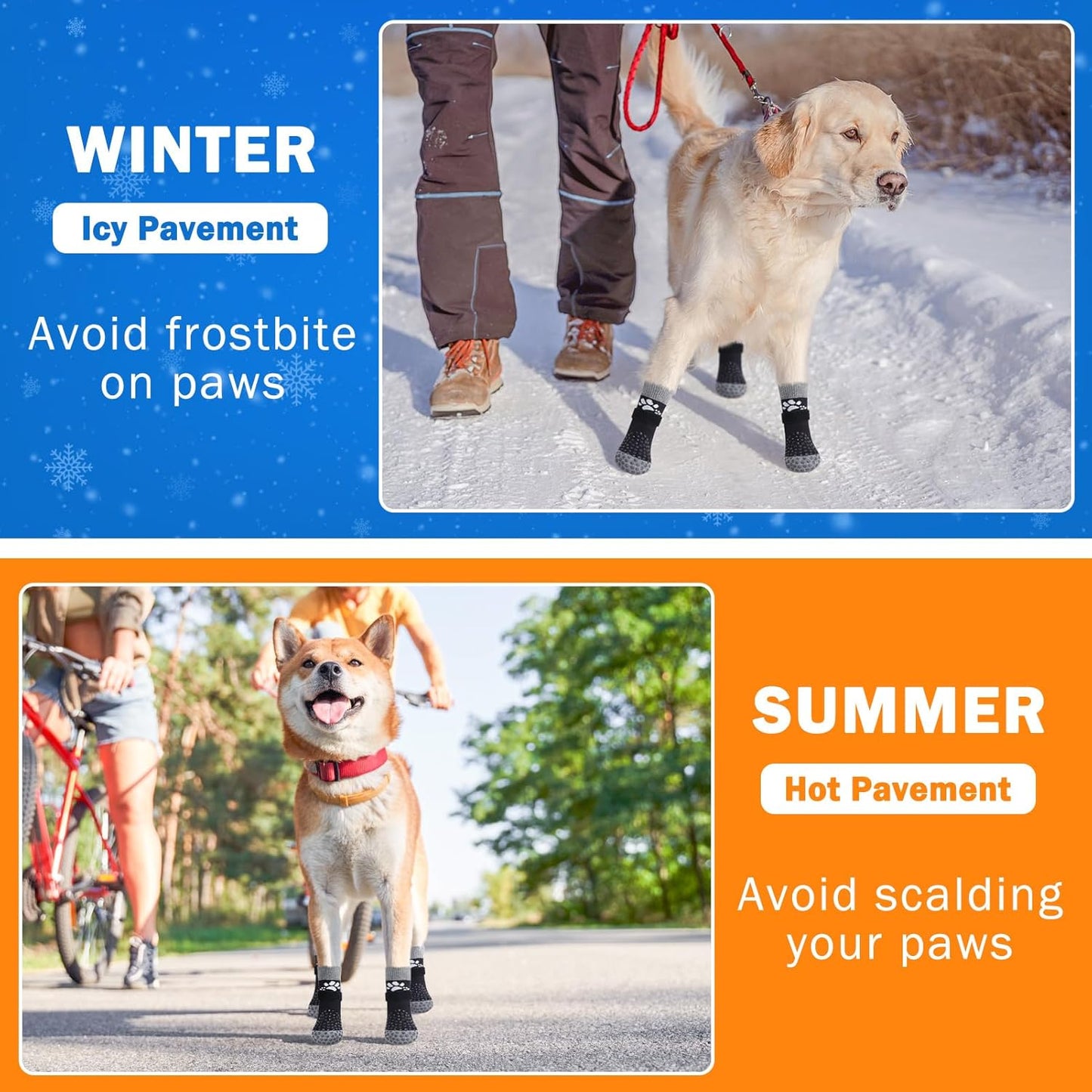 SCENEREAL Anti Slip Dog Sock to Prevent Licking Paws for Hardwood Floors, Boots & Paw Protector Shoes for Hot/Cold Pavement with Grippers, Double Sides Grips for Small Medium Large Senior Dogs, L