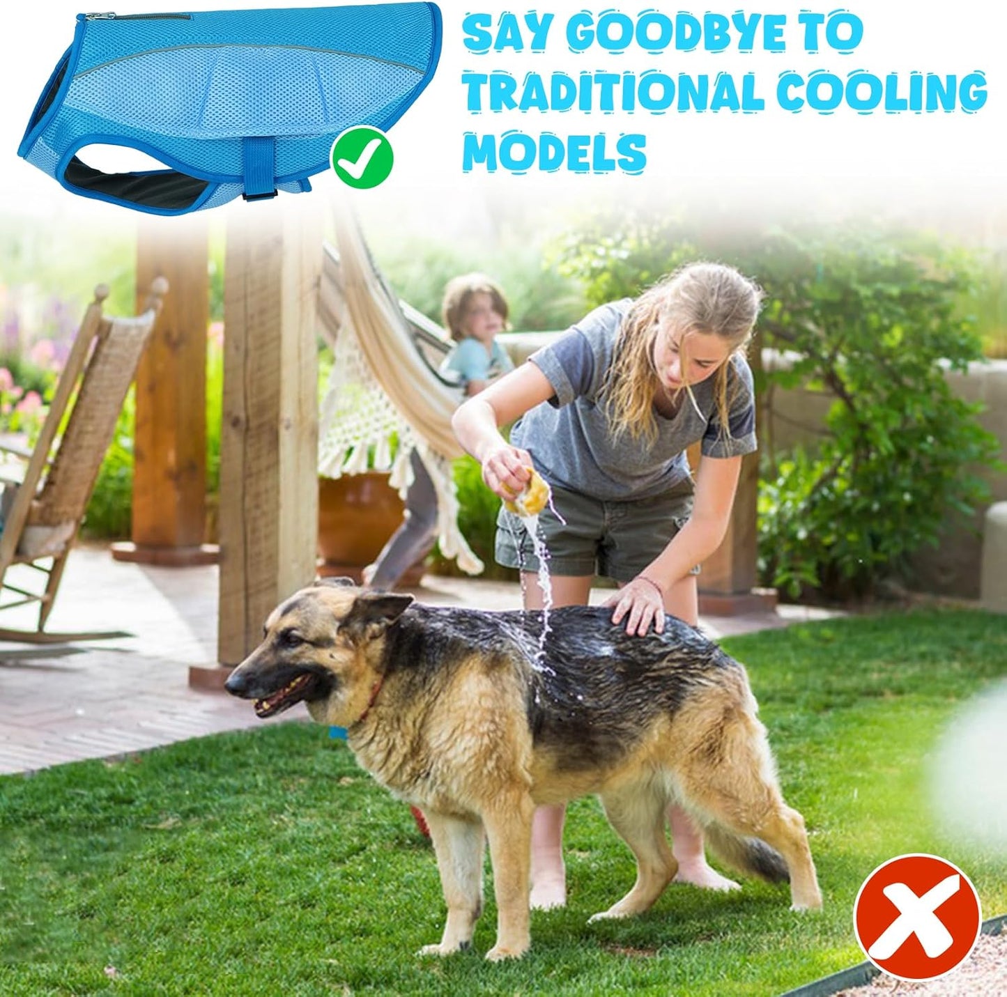 ROZKITCH Dog Cooling Vest, Evaporation Cooler Jacket with Adjustable Buckle for Outdoor Hunt Camp Training Reflective Design for Summer, UV Protection Dog Cooling Jacket Blue M