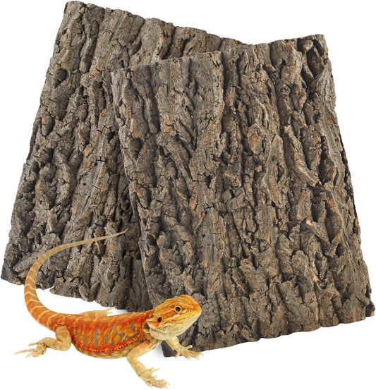 2PCS Reptile Cork Bark Background,15.74 x 11.81 Inch Natural Cork Wood Terrarium Background Bearded Dragon Tank Bark Backdrop Wall Decor for Lizard Gecko Chameleon Tortoise Snake Spider Frog