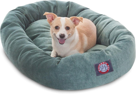 Majestic Pet Villa 32 Inch Shredded Memory Foam Dog Bed for Medium Sized Dogs 32x23x7 Inch–Orthopedic Dog Bed - Durable Pet Bed - Washable Medium Pet Bed with Head Support-Azure