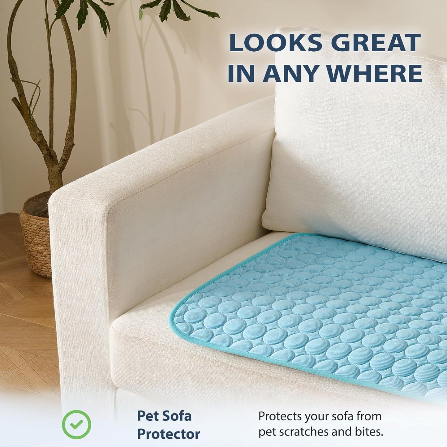 MICROCOSMOS Summer Cooling Mat & Sleeping Pad- Water Absorption Top, Materials Safe, Easy Carry, EZ Clean. Keep Cooling for Pets, Kids and Adults.(Blue, 59" x 40")