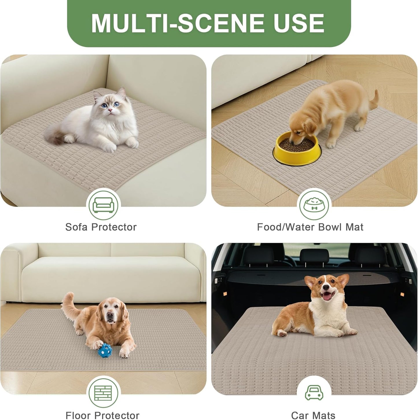 Washable Pee Pads for Dogs, 2 Pack Reusable Puppy Pads Dog Pads, Non-Slip Dog Pee Pads, Leakproof Pet Pee Pads Wee Wee Pads for Dogs. (Brown, 34"x36"(Pack of 2))