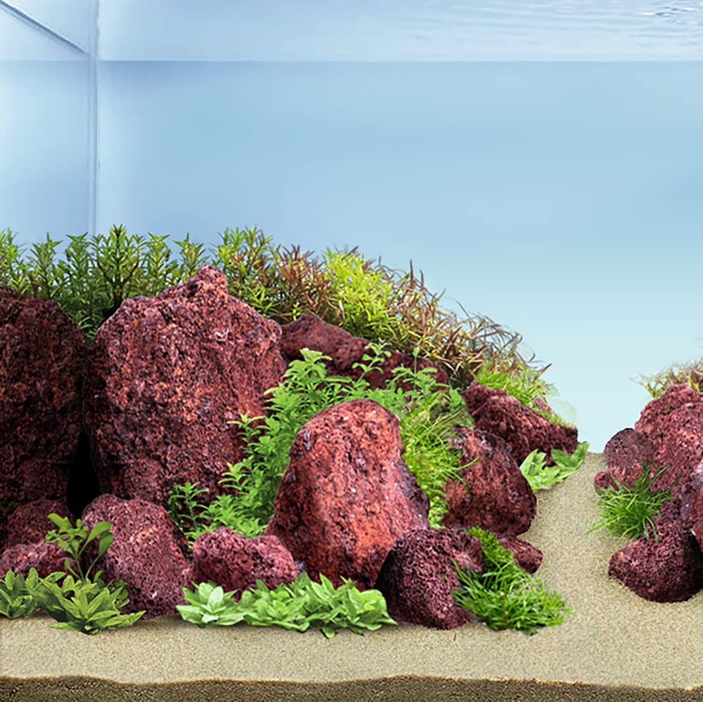 LANDEN Red Lava Stones (16lbs,3~10inch,11pcs) Aquarium Rock for Aquascaping Terrariums, Paludariums,Vivariums, Reptile and Amphibian Enclosures, Fish Tank Decoration Landscape Stone