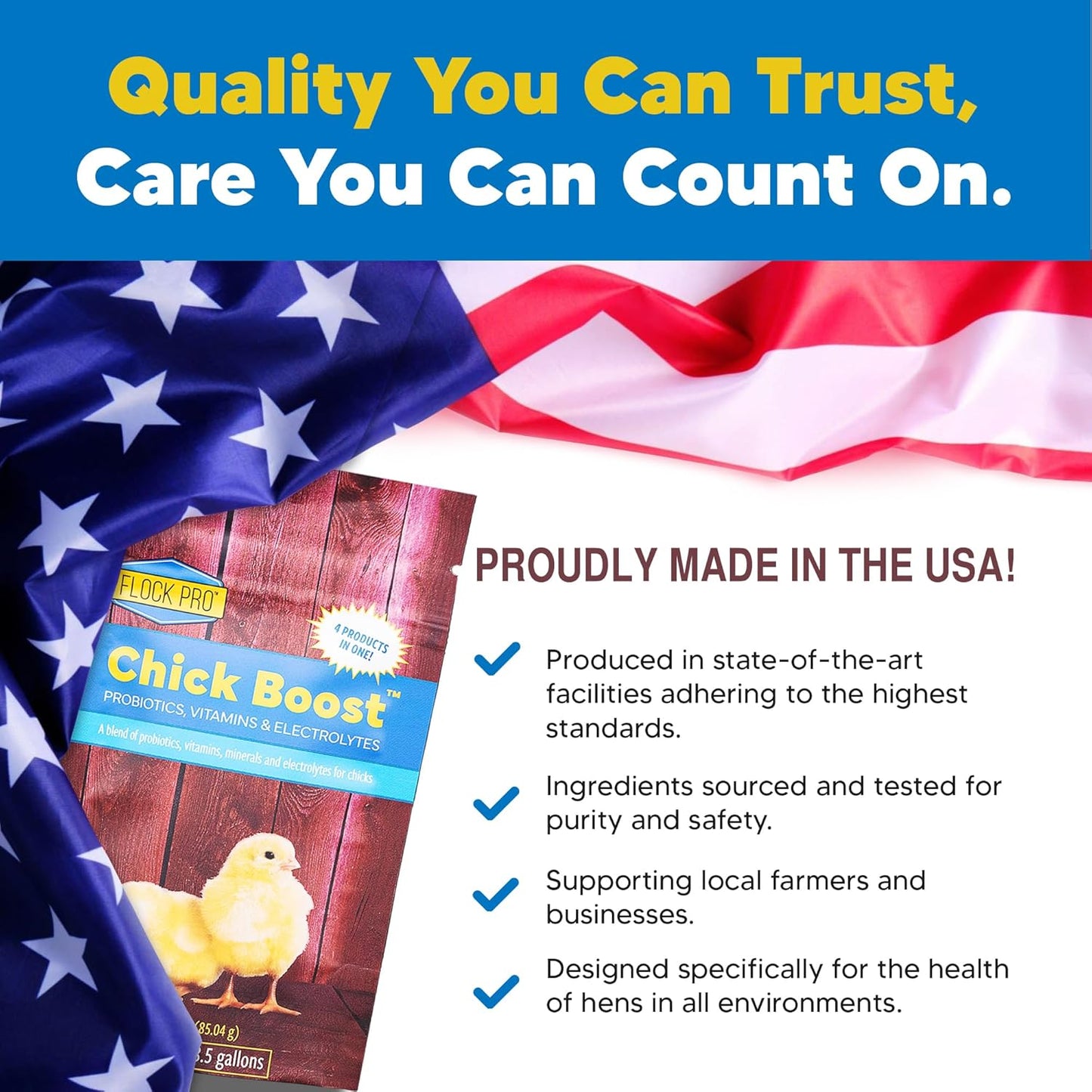 Flock PRO Chick Boost Probiotic - Probiotics, Vitamins, Minerals and Electrolytes for Chickens | Chicken Vitamins and Supplements for All Poultry - 3Oz