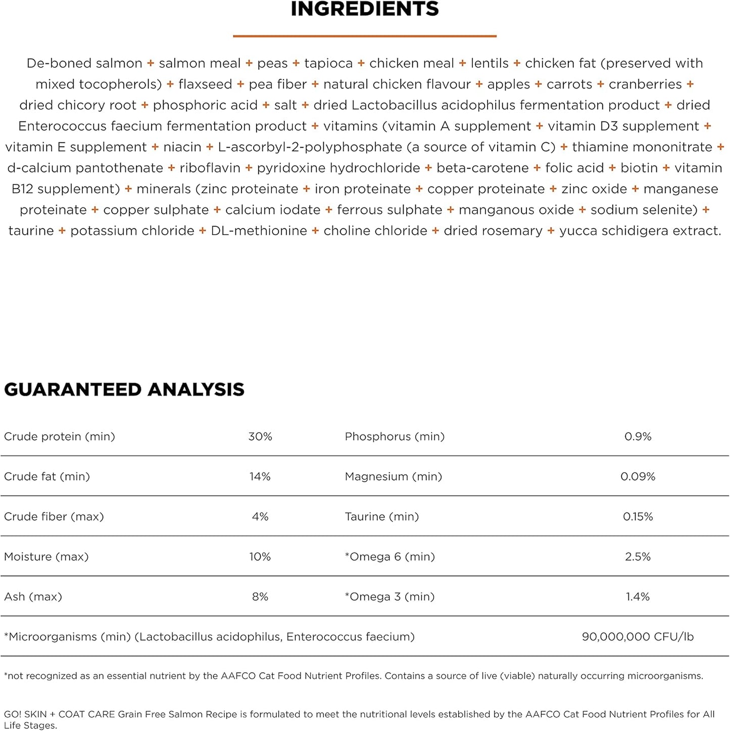 Go! Solutions Skin + Coat Care, Grain-Free Dry Cat Food, Salmon Recipe, 3 lb Bag