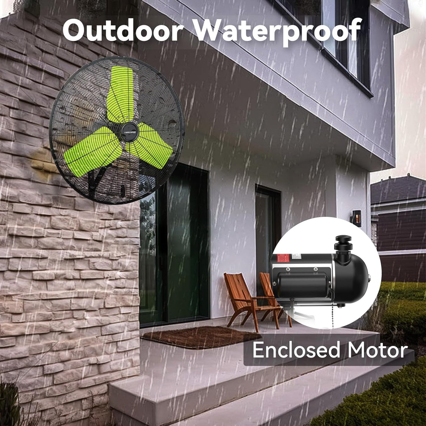 24 Inch 9500 CFM Waterproof Wall Fan Pro Series - Outdoor High Velocity Wall Mount Fan with Enclosed Motor for Residential, Warehouse, Patio, Shop, Garage, Barn UL Safety Listed