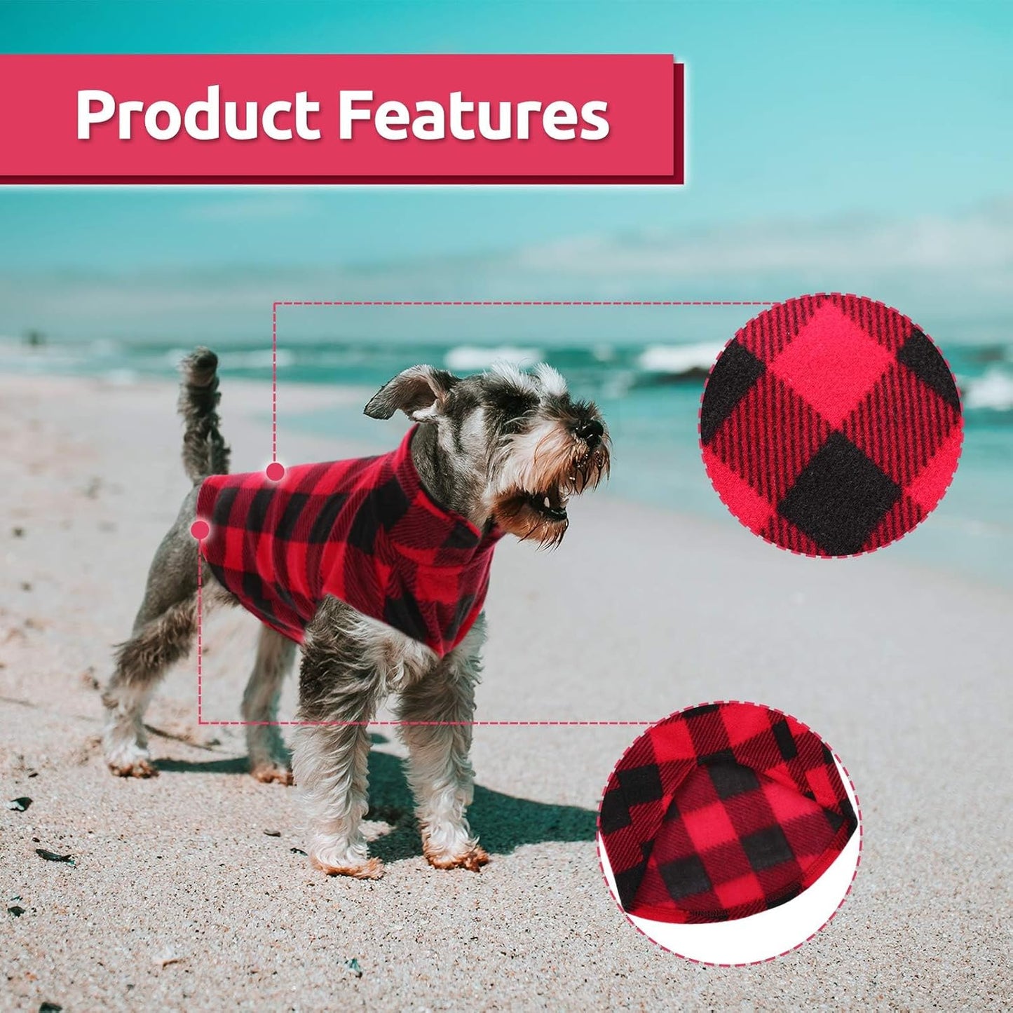 ASENKU Dog Sweater 3 Pack - Plaid Fleece Vest, Soft Comfortable Pet Pajamas, Warm Winter Shirt, Cold Weather Coat Jacket for Small & Medium Breeds