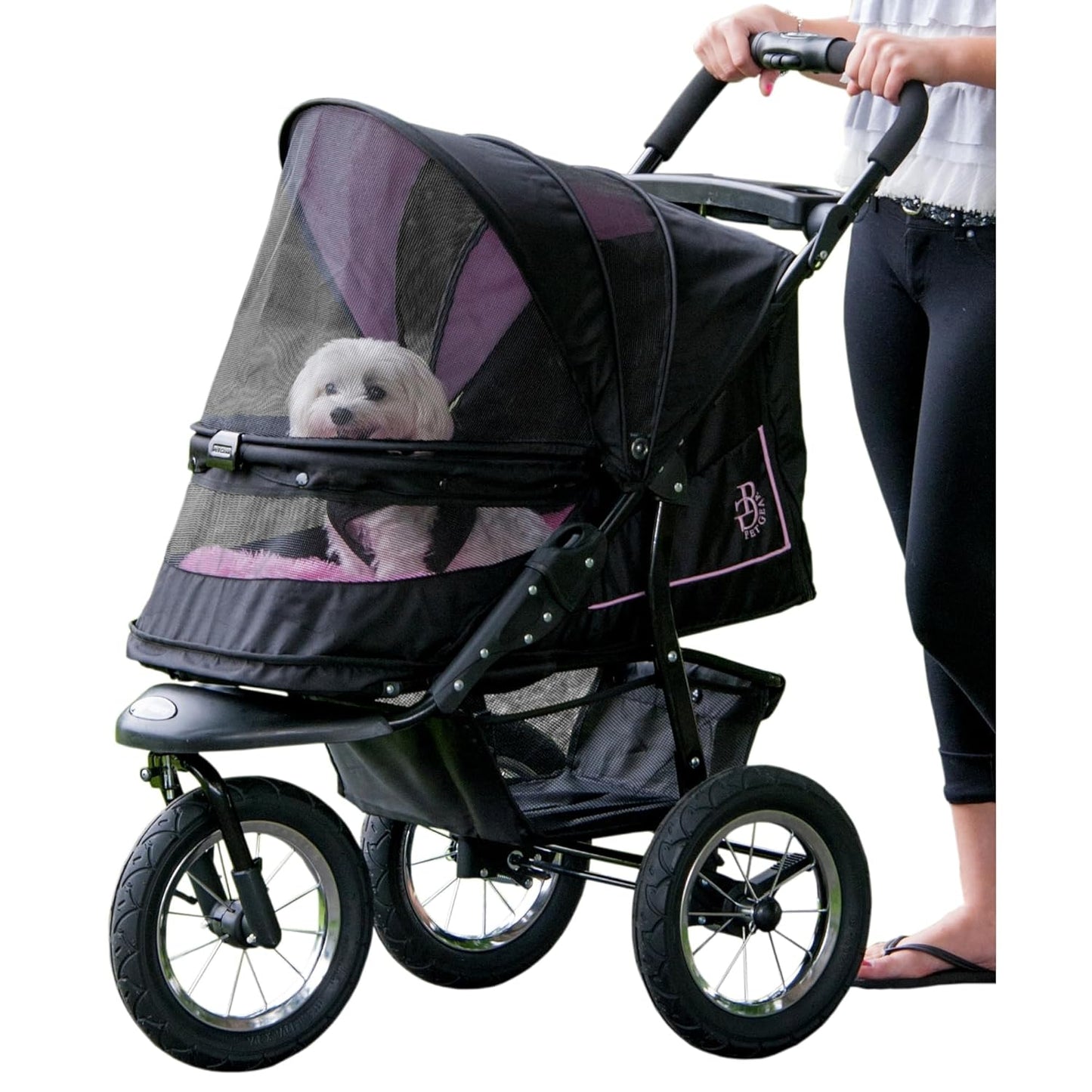 Pet Gear No-Zip NV Pet Stroller for Cats/Dogs, Zipperless Entry, Easy One-Hand Fold, Gel-Filled Tires, Plush Pad + Weather Cover Included, Peony