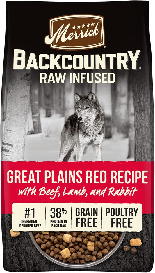 Merrick Backcountry Raw Infused Grain Free Dog Food, Great Plains Red Recipe, Freeze Dried Dog Food - 10 lb. Bag