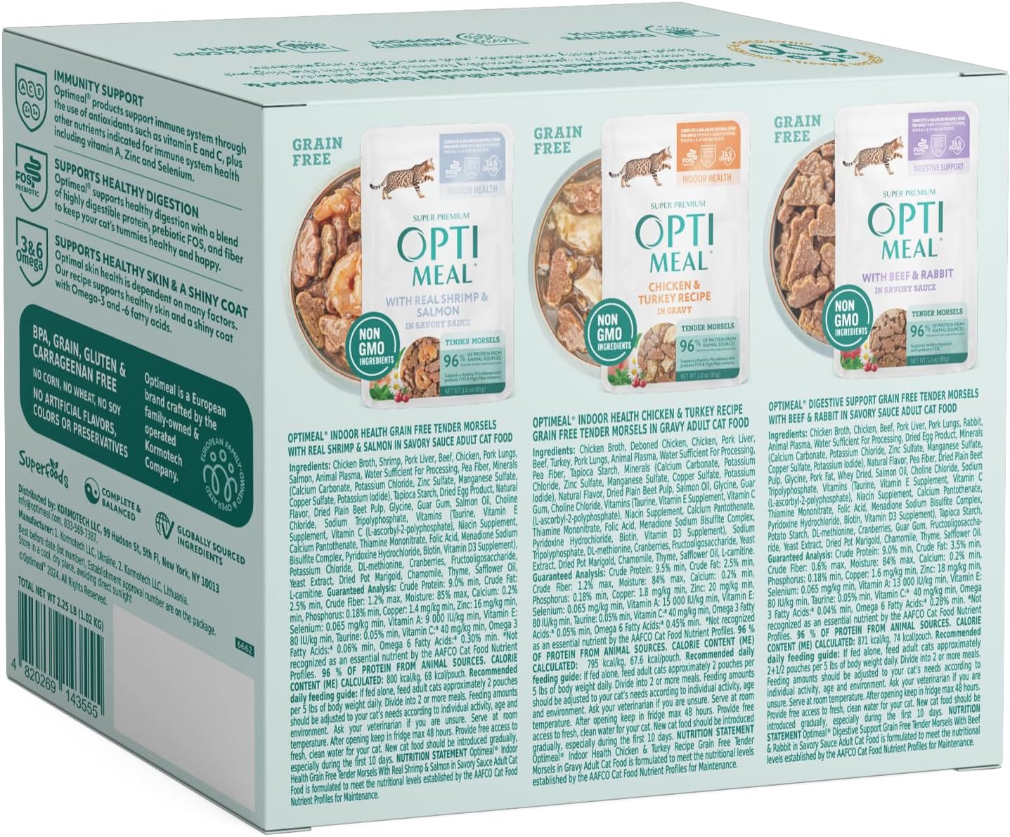 Optimeal Wet Cat Food Variety Pack - Grain Free Tender Morsels, High Protein Premium Nutrition Made with Natural European Quality Ingredients, Chicken, Adult Wet Cat Food Pouches - 12 Pack (3oz Each)