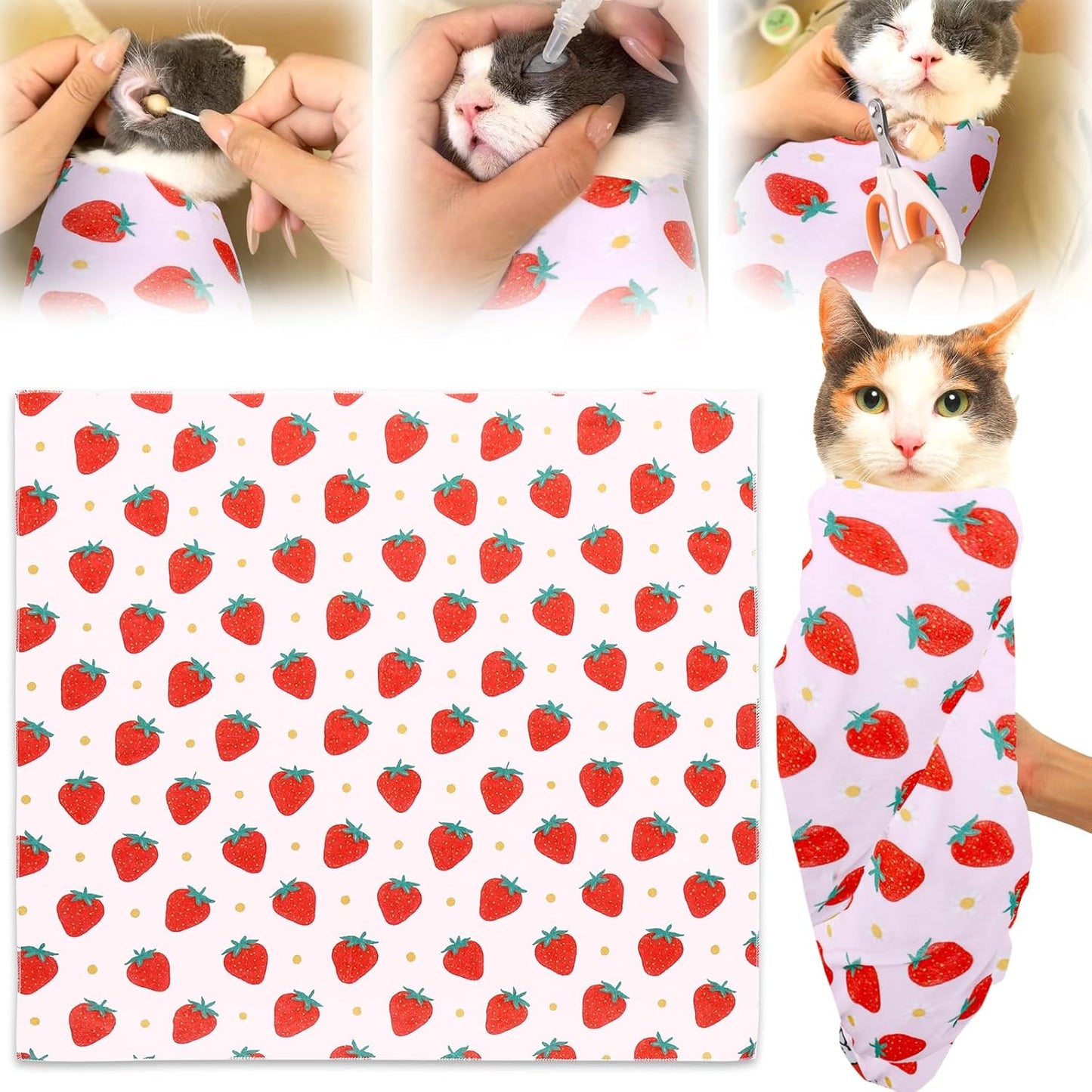 XANGNIER Cat Wrap for Grooming,Cat Restraint Wrap for Cutting Nails,Fabric Burrito Wrap for Nail Clipping, Anti-Scratch, Anti-Escape,Multifunctional Swaddle Wrap Pet Tool (20.8 x 20.8 Inch)