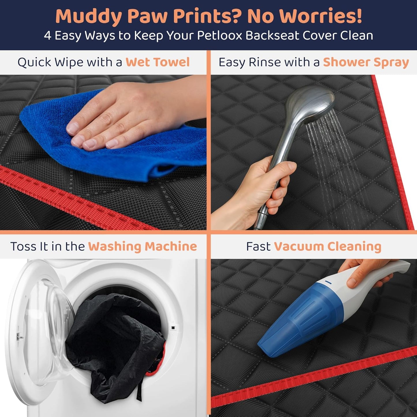 XL Dog Car Seat Cover for Back Seat, Waterproof Hammock for Car, SUV & Truck, Non-Slip Backseat Cover for Dogs, Heavy-Duty Dog Hammock Style Seat Protector Pets, Easy to Install & Clean