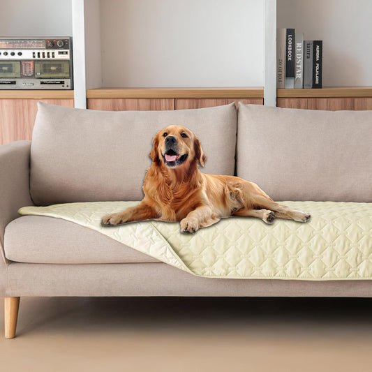 gogobunny 100% Double-Sided Waterproof Dog Bed Cover Pet Blanket Sofa Couch Furniture Protector for Puppy Large Dog Cat, Reversible (30x90 Inch (Pack of 1), Dark Cream/Light Cream)