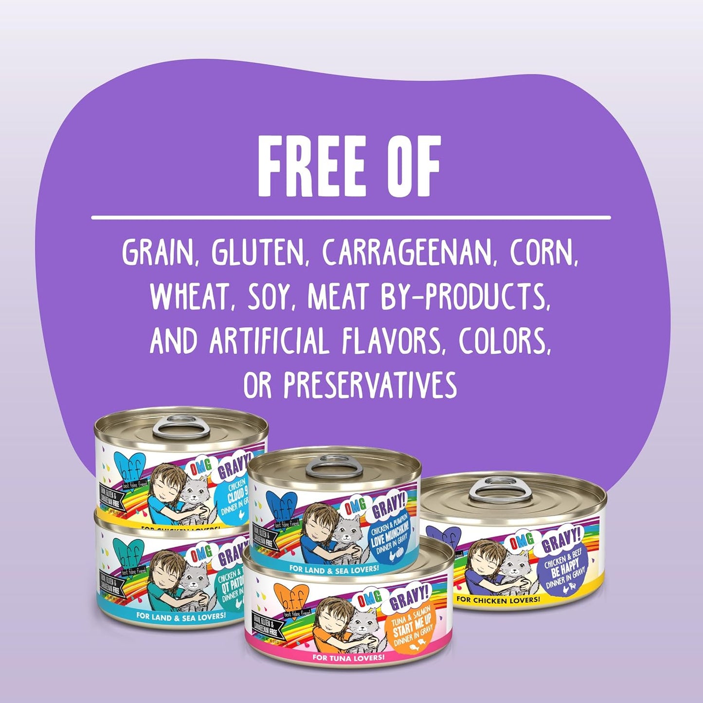 Weruva B.F.F. OMG - Best Feline Friend Oh My Gravy!, Chicken & Duck Dream Team with Chicken & Duck in Gravy, 2.8oz Can (Pack of 12)