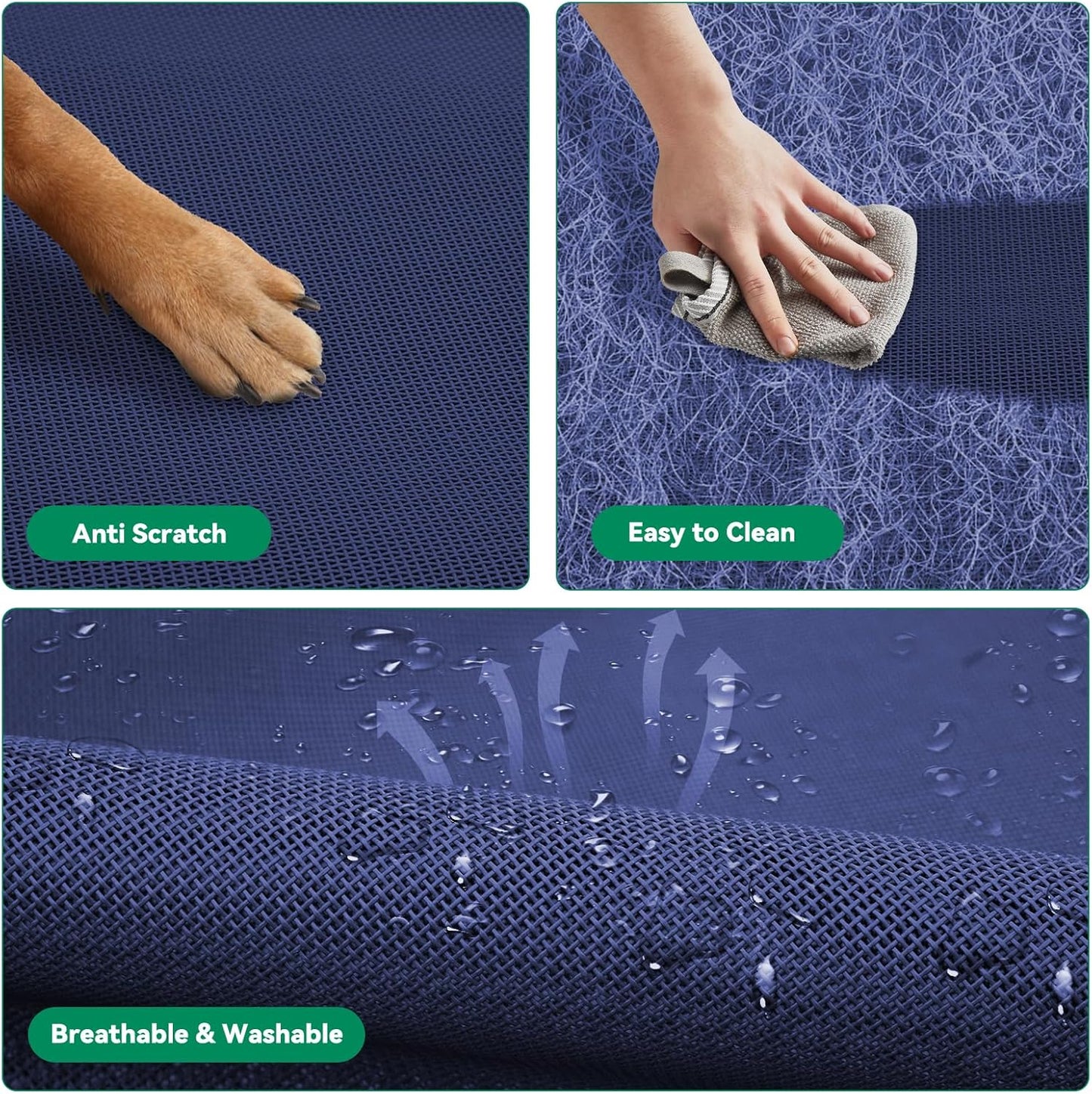 Elevated Dog Bed Raised Outdoor Dog Cot for Large Dogs, Installation Requires No Tools, Frame with Washable Cooling Breathable Mesh Anti-Slip Feet, Indoor Pet Bed, Blue, 43.3 Inches