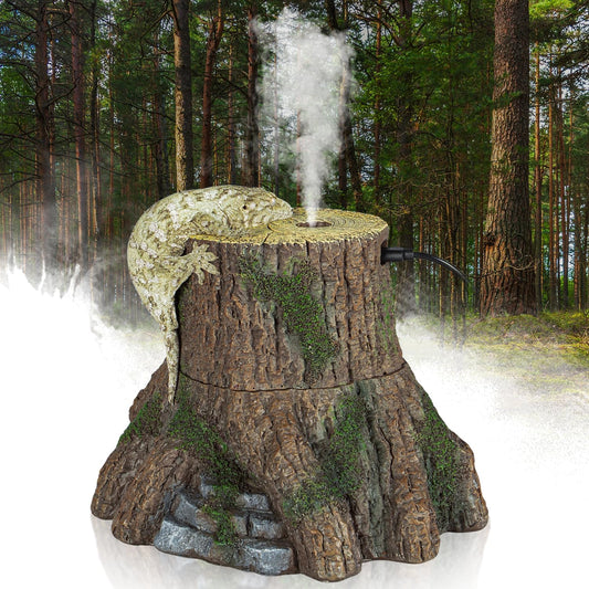 REPTIZOO Reptile Humidifier Fogger, Tree Trunk Humidifier with Top Mist Outlet, 1000ml Detachable Terrarium Humidifier Reptile Misting System Terrarium Decoration