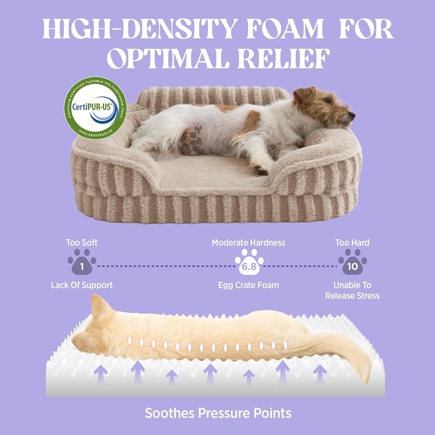 LE SURE Cute Dog Beds for Extra Large Dogs, Orthopedic Waterproof XL Pet Bed with Sides, Non-Slip and Egg-Crate Foam Big Dog Couch Sofa with Washable Removable Cover, Hazel